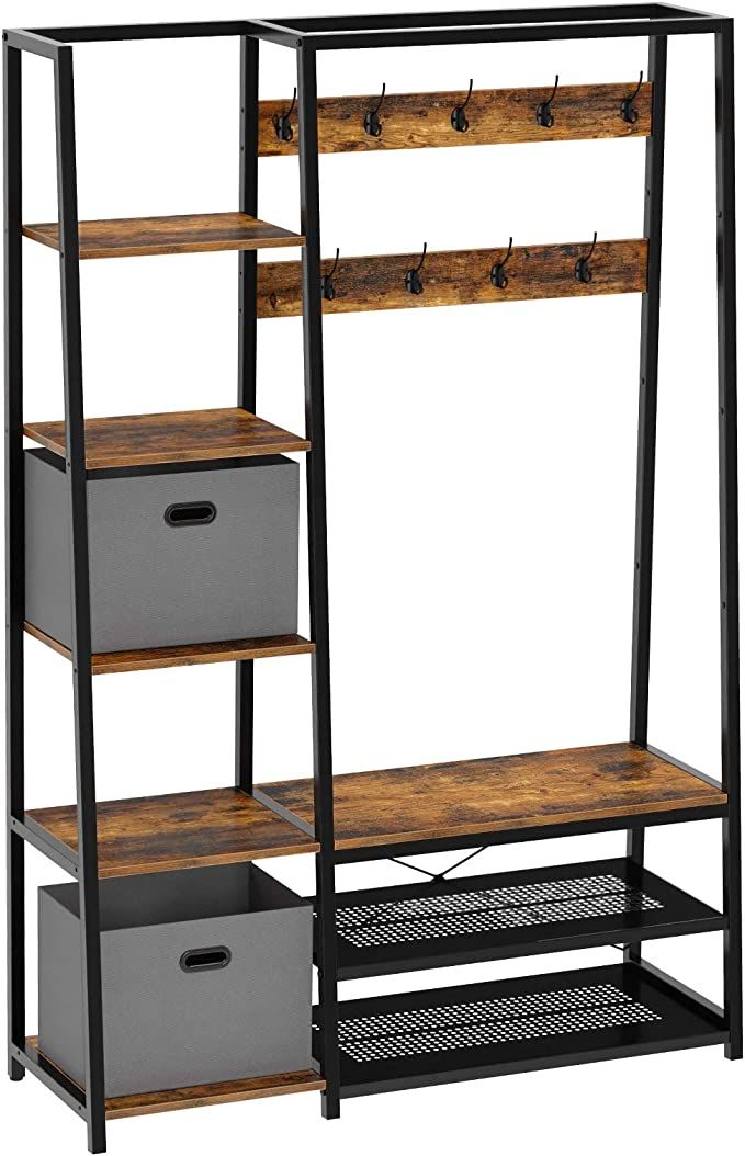 Rolanstar Hall Tree with Storage Bench, 5-in-1 Entryway Shelf with Coat Rack, 70.8" Coat Stand wi... | Amazon (US)