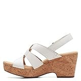 Clarks Womens Giselle Beach Wedge Sandal, White Leather, 8.5 US | Amazon (US)