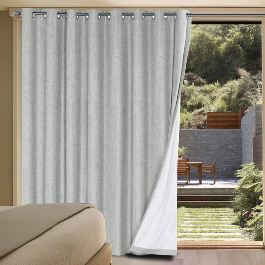 H.VERSAILTEX Linen Blackout Curtains Durable Thick Textured Linen Look 100% Blackout Patio Door C... | Amazon (US)