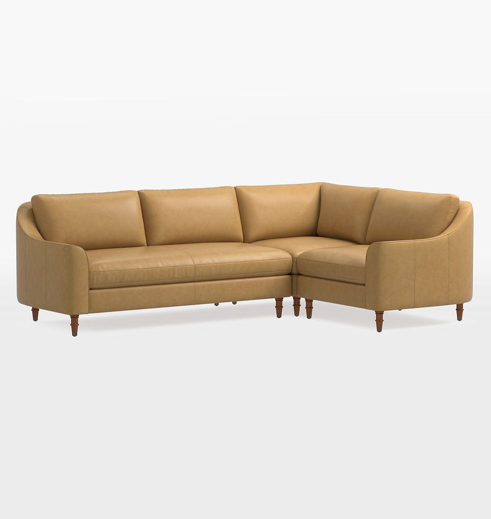 Luisa Leather 3-Piece L-Shape Sectional, Left Arm Sectional - Bench Cushion - Echo Leather Fawn | Rejuvenation