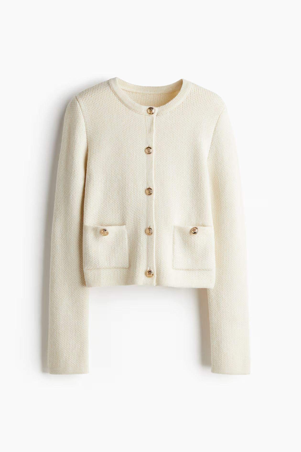 Cárdigan con bolsillos - Cream/Black - MUJER | H&M ES | H&M (FR, IT, ES, PT, BE)