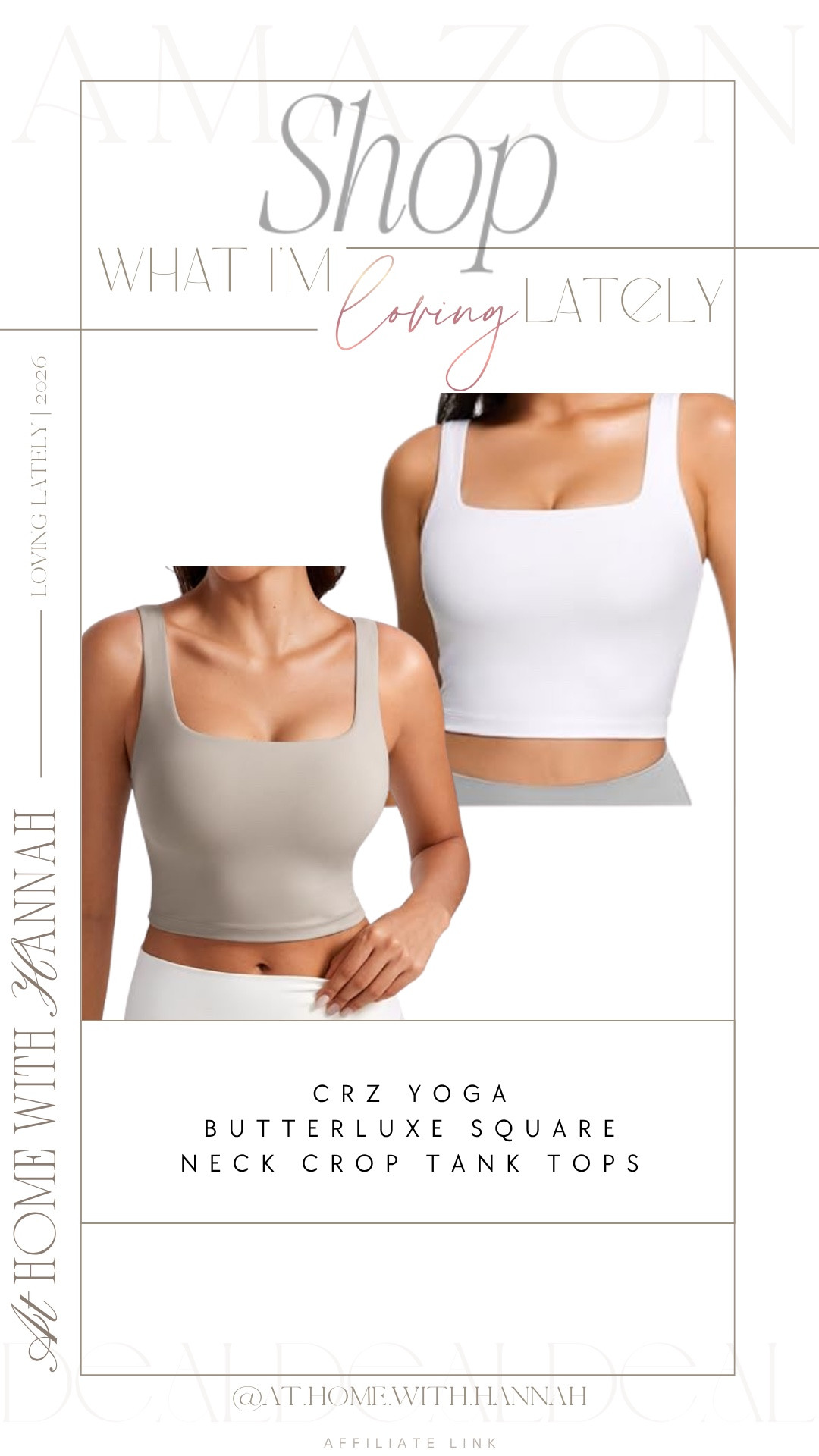 MY FAVORITE CROPPED TANKS

This CRZ Yoga Butterluxe square neck crop tank is such a good activewear staple. I love when workout basics feel clean, flattering, and easy enough to wear beyond the gym, and this one does exactly that. The square neckline gives it a more elevated look, and it’s such a good piece for workouts, walks, errands, or styled with joggers and biker shorts.

if you’re shopping for:
square neck workout tank, cropped activewear top, butterluxe tank, neutral workout top, athleisure crop tank, everyday gym basic, amazon activewear



••
crz yoga butterluxe square neck crop tank • square neck crop tank • butterluxe tank top • cropped workout top • activewear tank women • athleisure crop top • neutral workout top • amazon activewear finds • flattering gym top • sporty everyday basic • workout outfit staple • yoga tank top women
#activewearfinds #squarenecktank #athleisurestyle #workouttop #amazonactivewear
#ltkfinds #ltkstyle

#LTKActive #LTKootd #LTKActive