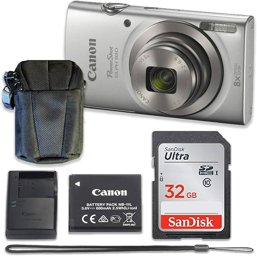 Canon PowerShot ELPH 180 Digital Camera (Silver) with 32GB Memory + Case (Renewed) | Amazon (US)