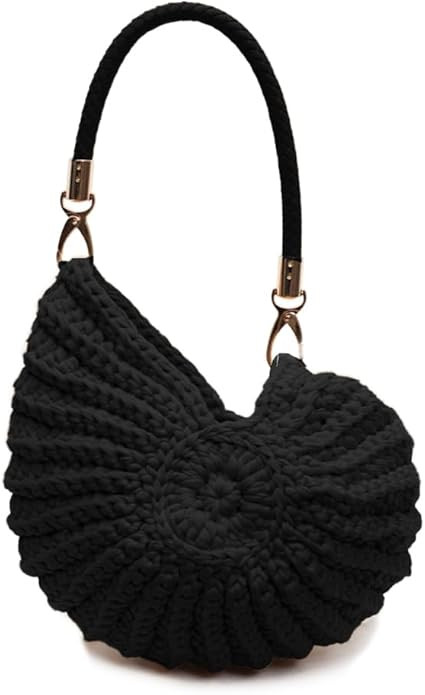 Handmade Crochet Seashell Purse with Pearl Chain Summer Woven Handbag Small Shell Crossbody Beach... | Amazon (US)