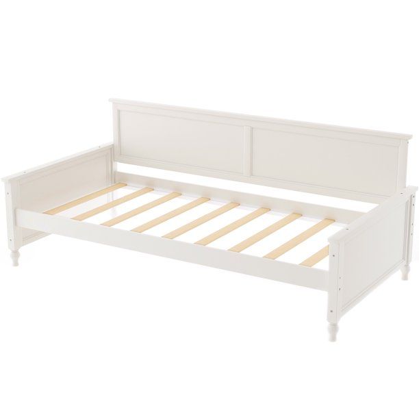 Euroco Twin Size Wooden Daybed with Bulb-shaped Feet Design, White | Walmart (US)