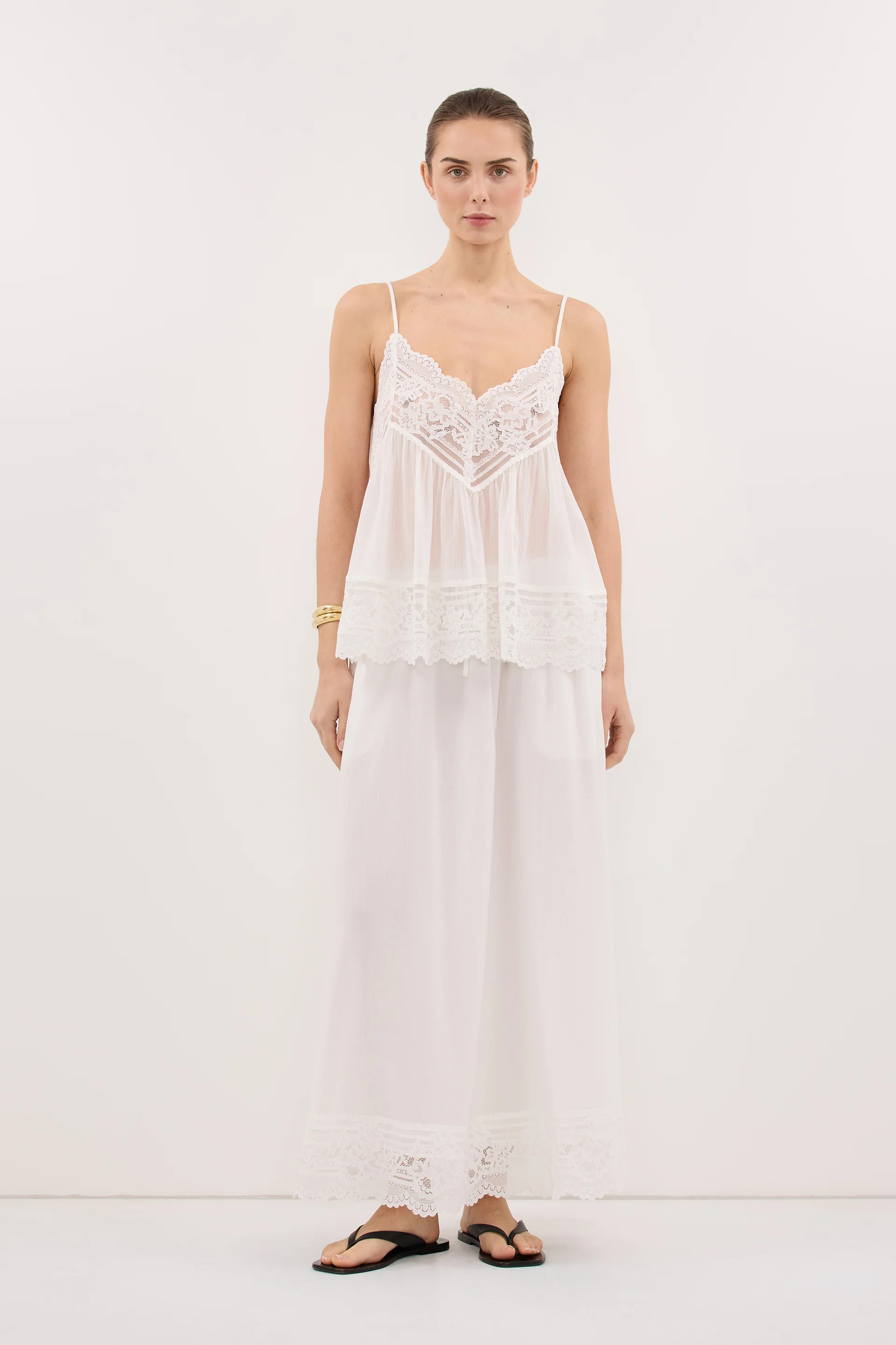 ELISA WHITE COTTON SHEER MIDI SKIRT | DISSH