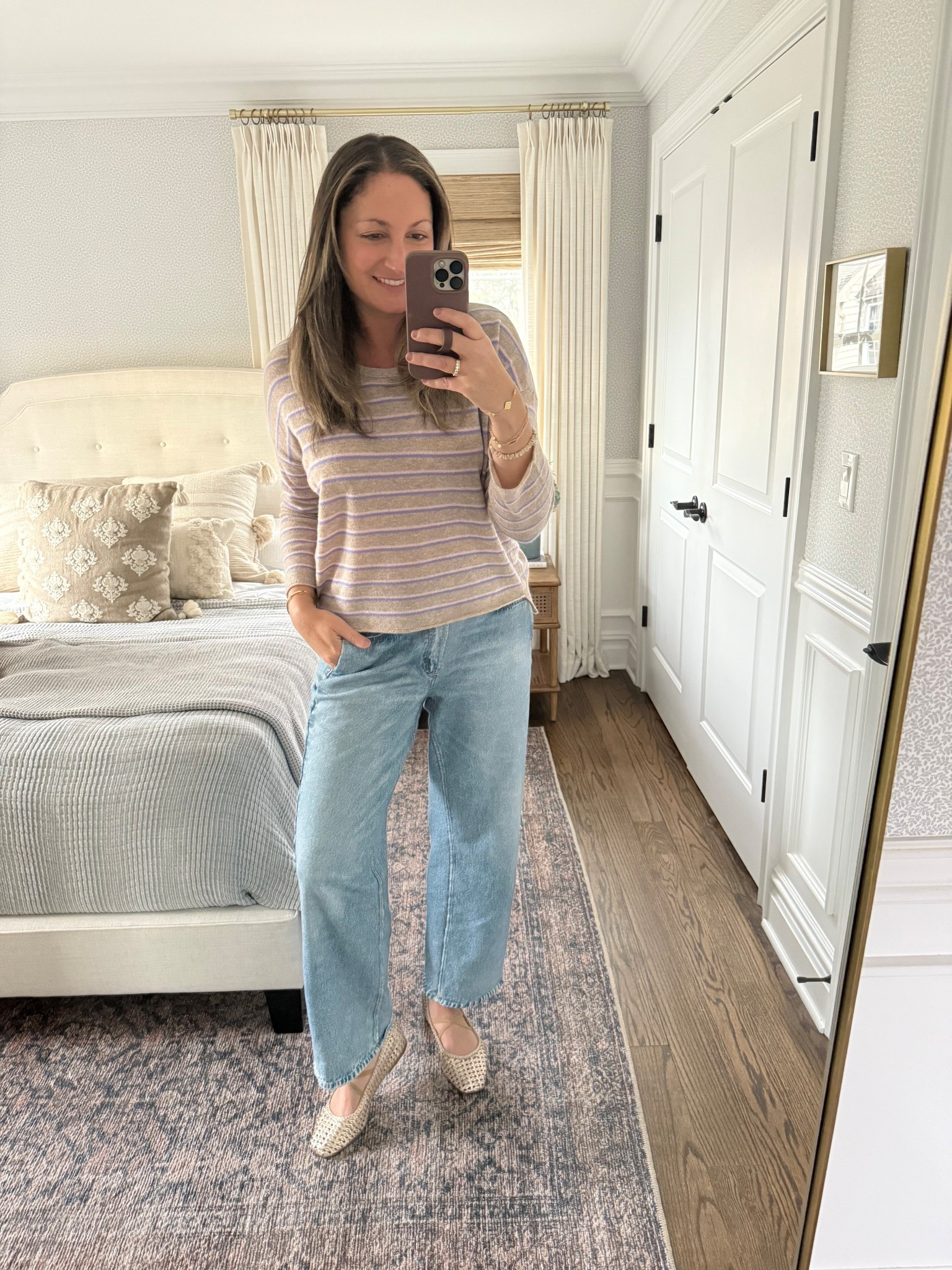 Today’s OOTD! The most comfortable jeans (sizedown one size!), a lightweight cashmere sweater from Anthropologie and the prettiest new ballet flats (great for spring!!) 

#LTKmorningroutine #LTKootd #LTKSeasonal