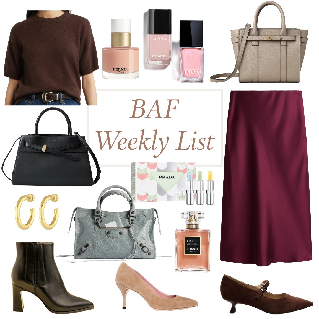 What's trending this week on the blog. Pink nail polish, suede, satin, and timeless style. 

 #LTKBeauty #LTKWorkwear