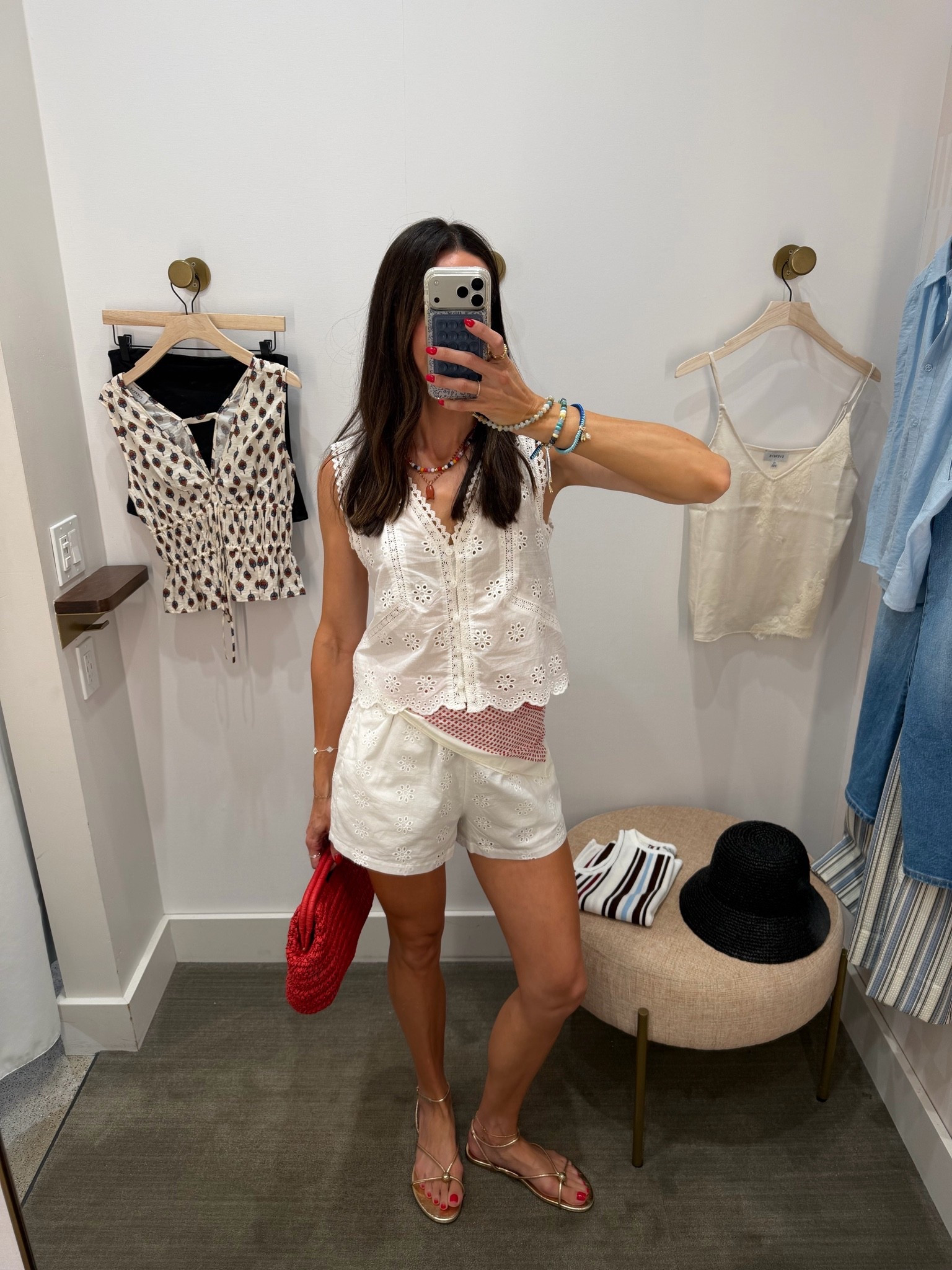 Eyelet tank: sized down (XS)
Eyelet shorts: true to size (S) 
Sandals: tts 

Summer outfit ideas / hot summer day outfit / Evereve / z supply / scarf styling

#LTKootd #LTKSeasonal