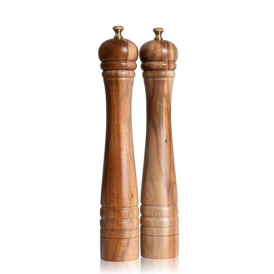 Salt and Pepper Mill Set, Pepper Grinder with Adjustable Stainless Steel Grinder, Salt Grinder wi... | Amazon (US)