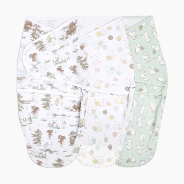 Aden + Anais Disney Essentials Wrap Swaddle (3 Pack) in Winnie/Friends | 100% Cotton | Babylist