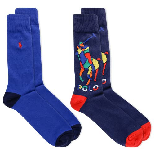 Polo Ralph Lauren Men's 2-Pack Assorted Spectra Pony Dress Sock, Navy Assorted, 10-13 | Walmart (US)