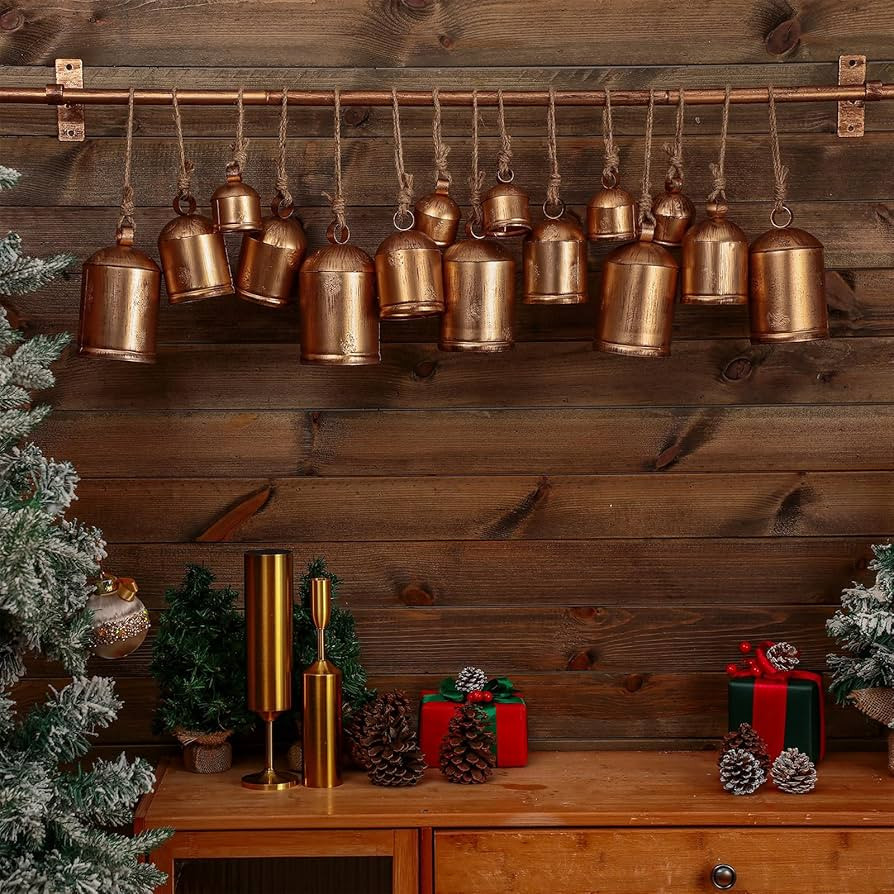 Karenhi 16 Pcs Christmas Cow Bells Decor Giant Vintage Rustic Tin Metal Harmony Cow Bells with Ha... | Amazon (US)