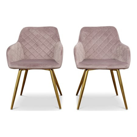 Julietta Dining Room&Kitchen Chair Set of 2 in Pink Velvet with Gold Metal Legs | Walmart (US)