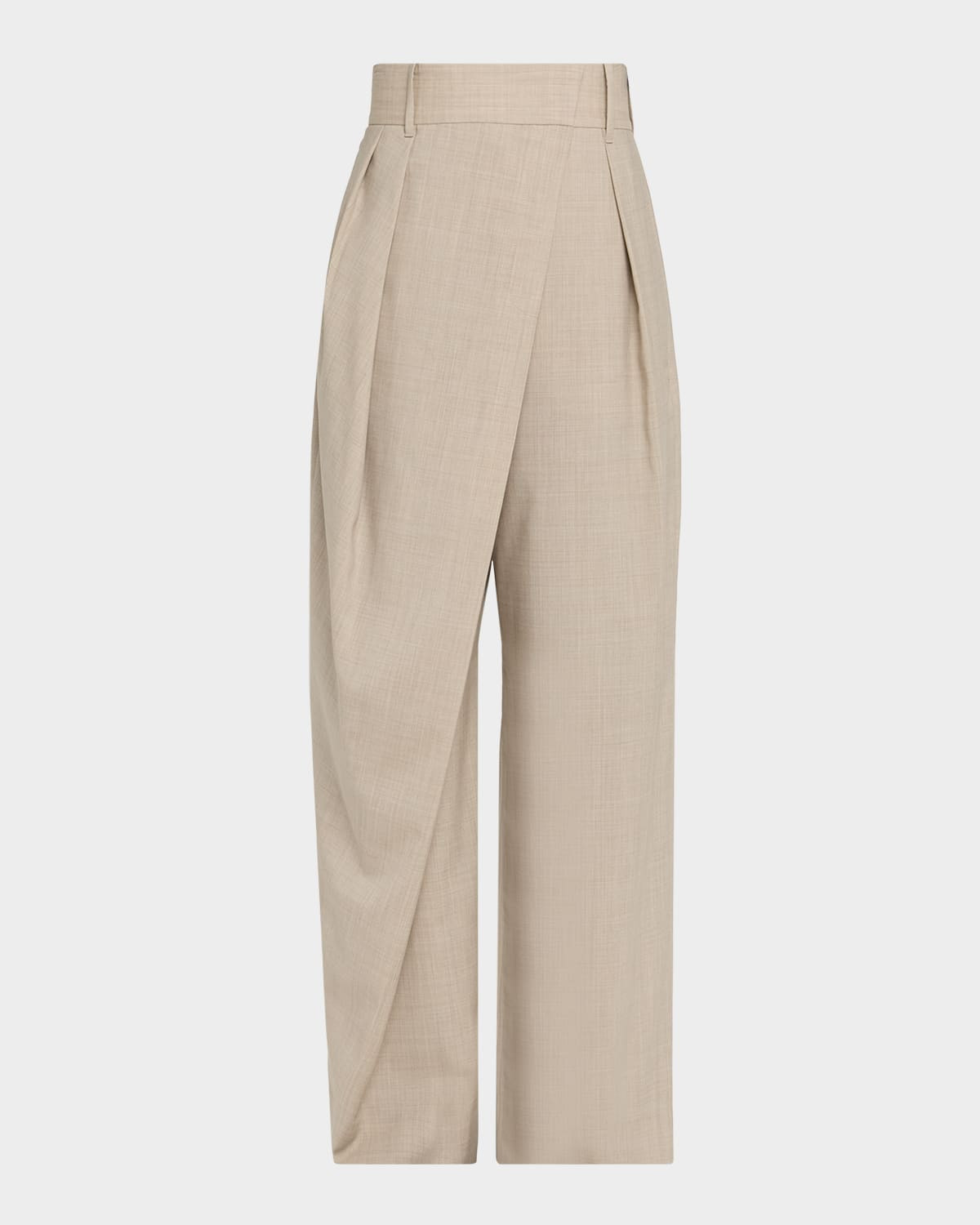 Wrap Pleated Wide-Leg Trousers | Neiman Marcus