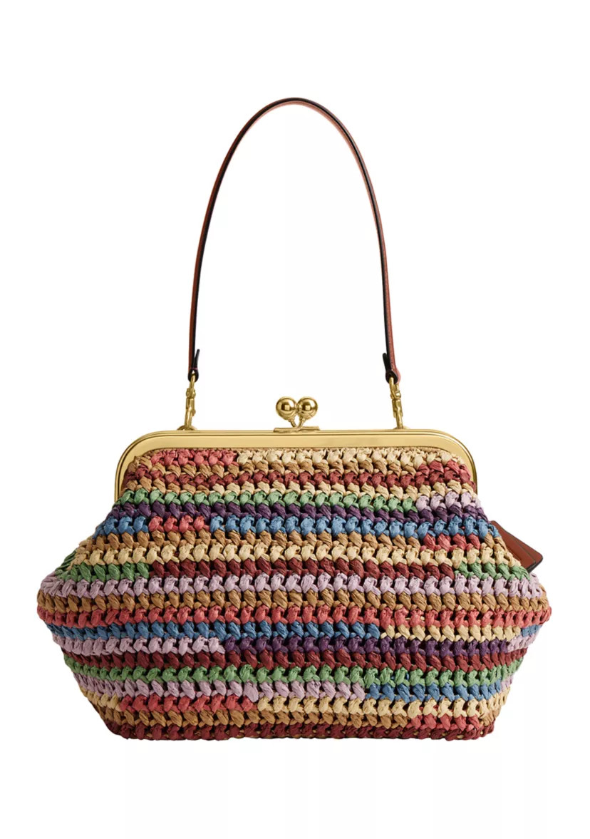 Large Weave Straw Kisslock Frame Bag | Belk