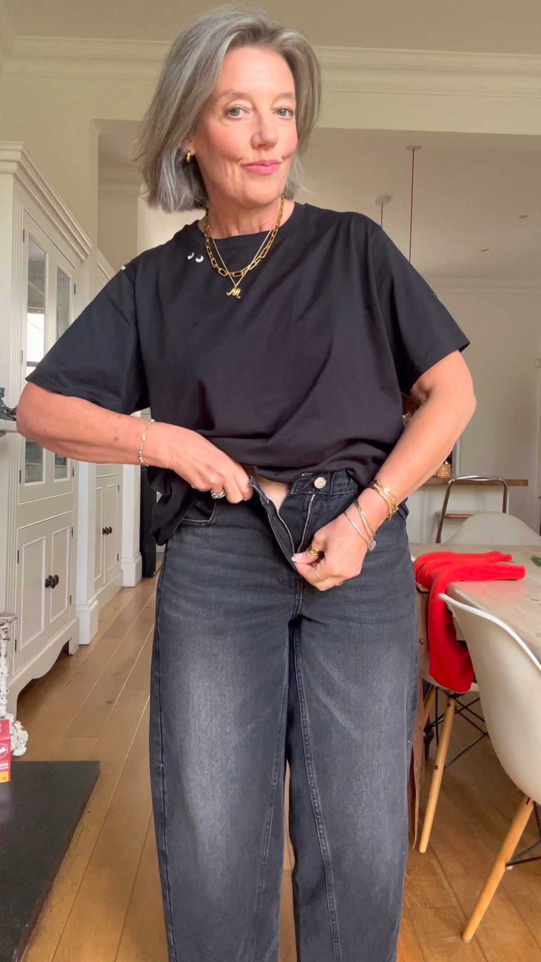 #ootd one from the weekend 
I get lots of questions about my Sezane suede jacket. I wear a large, I’ve never protected it but it wears well. 
River island jeans size 12 regular 
Uniqlo x Anya Hindmarch tee size Large

Barrel jeans
Suede jacket 
Loafers
Black jeans 
summer outfit 


#LTKstyletip #LTKsummer #LTKover50style