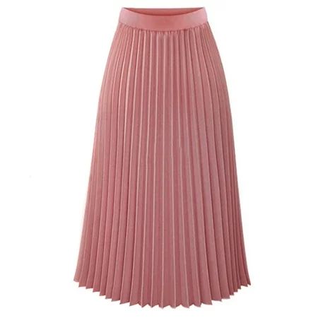 Chiffon Skirt Medium Length Pleated Skirt Elastic High Waist Slim Loose Skirt /S | Walmart (US)