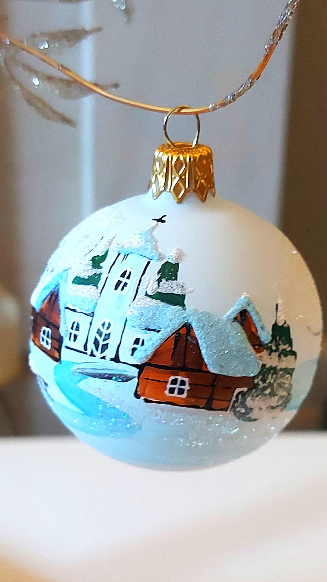 Czech Glass Christmas Ornament: Hand-painted White Small Ball - Etsy Canada | Etsy (US)