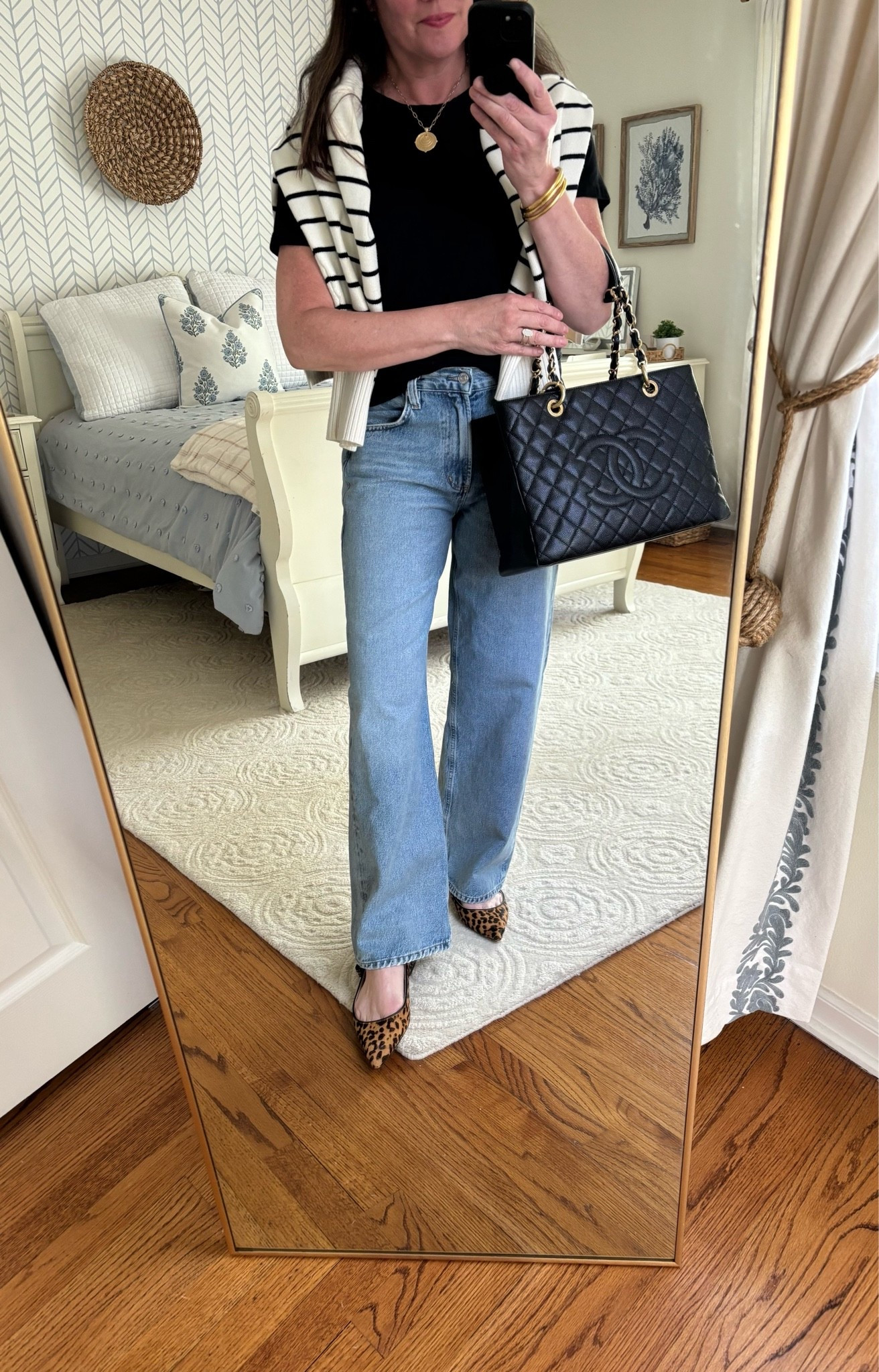 Black + denim + stripes + leopard! 🖤