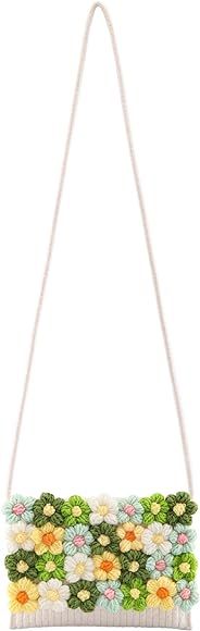 Ayliss Women's Handwoven Crossbody Handbag Small Summer Beach Shoulder Handbag Woven Cotton Croch... | Amazon (US)