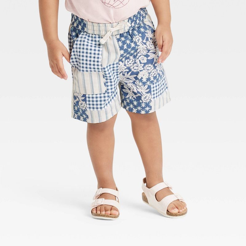 Toddler Patchwork Pull-On Shorts - Cat & Jack™ Blue | Target