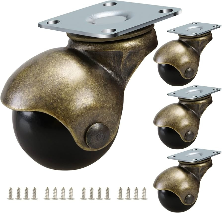 2 Inch Ball Caster Wheels for Furniture, Antique Furniture Casters Brass, Vintage Caster Wheels H... | Amazon (US)