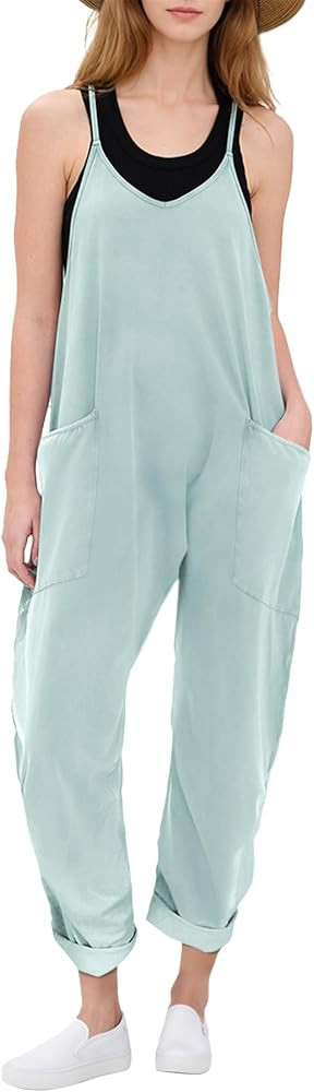 Ainangua One Piece Jumpsuits for Women Casual V Neck Sleeveless Spaghetti Strap Overalls Long Pan... | Amazon (US)