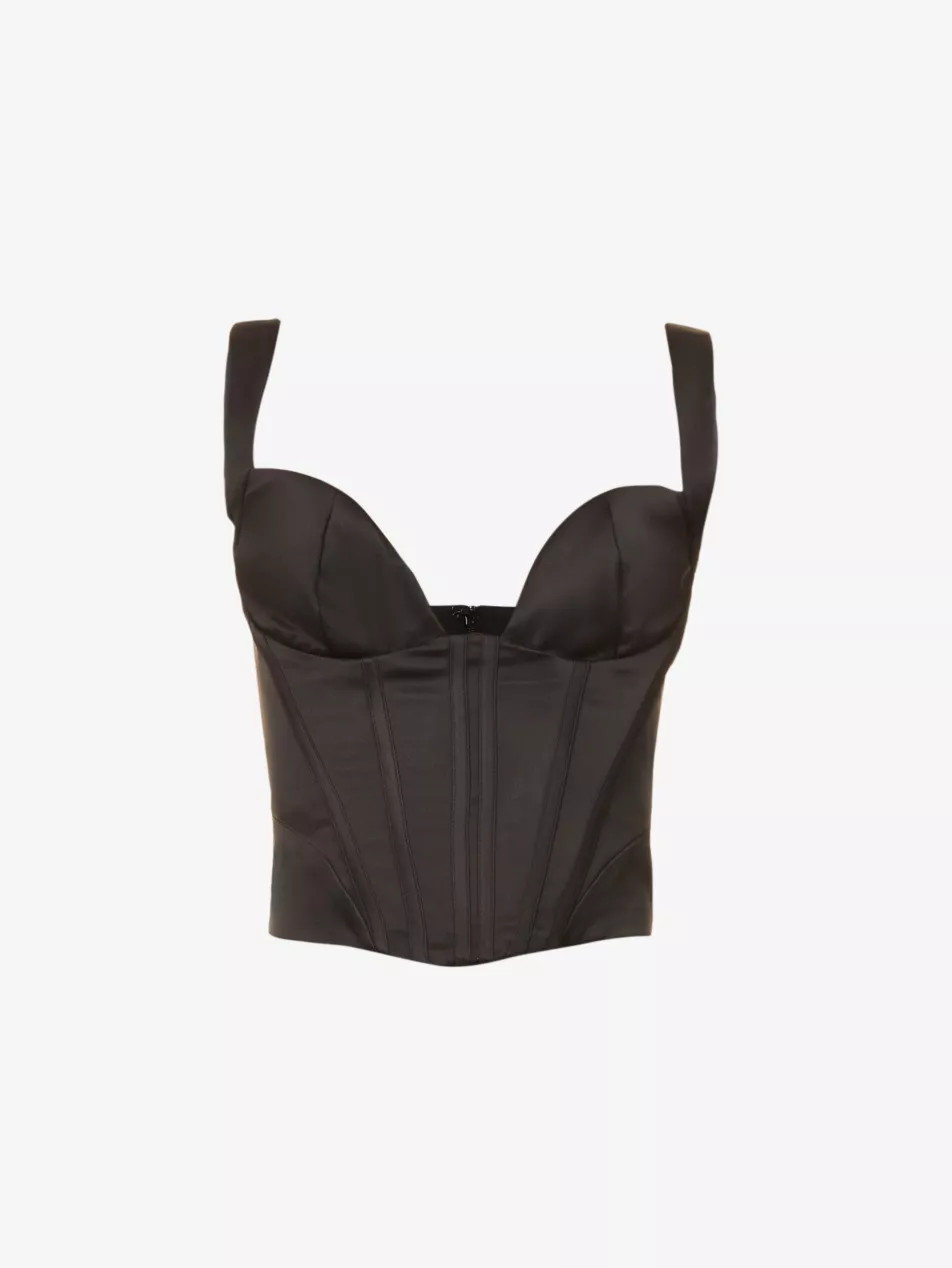 Liberty plunge-neck satin corset top | Selfridges
