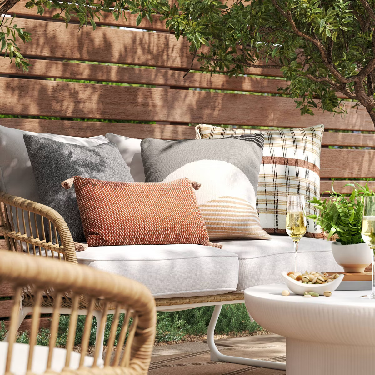 18"x18" Woven Circles Square Outdoor Throw Pillow Multicolor Neutrals - Threshold™ | Target