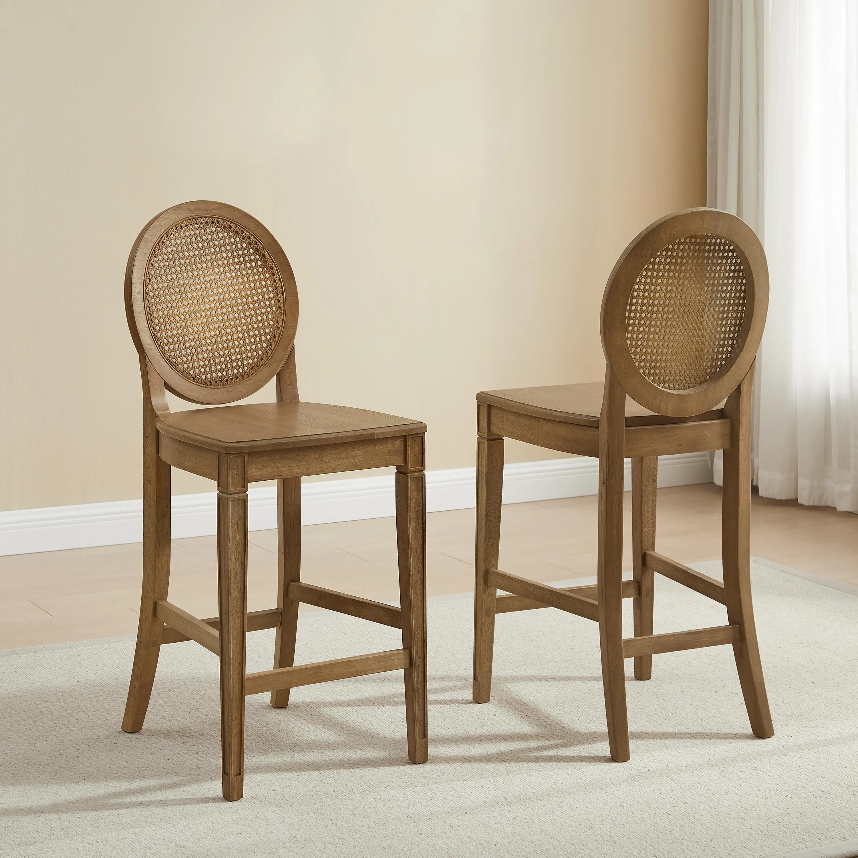 Crosley Furniture Katia Solid Counter Height Bar Stool (Set of 2), Driftwood | Ashley