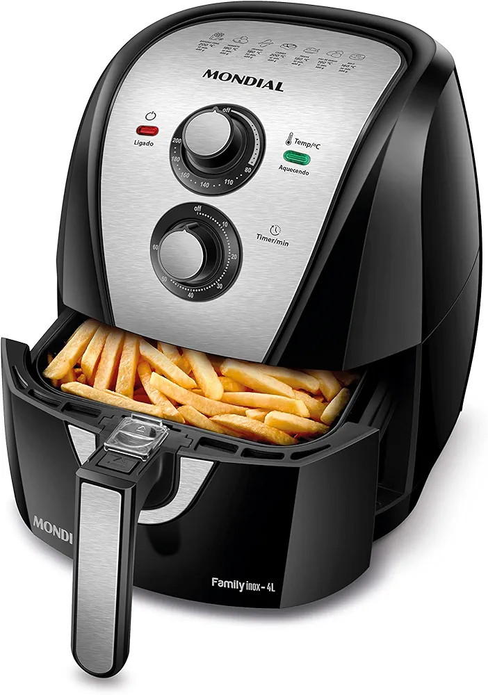 Fritadeira Sem Óleo Air Fryer 4L, Mondial, Preto/Inox, 1500W, 110V - AFN-40-BI | Amazon (BR)