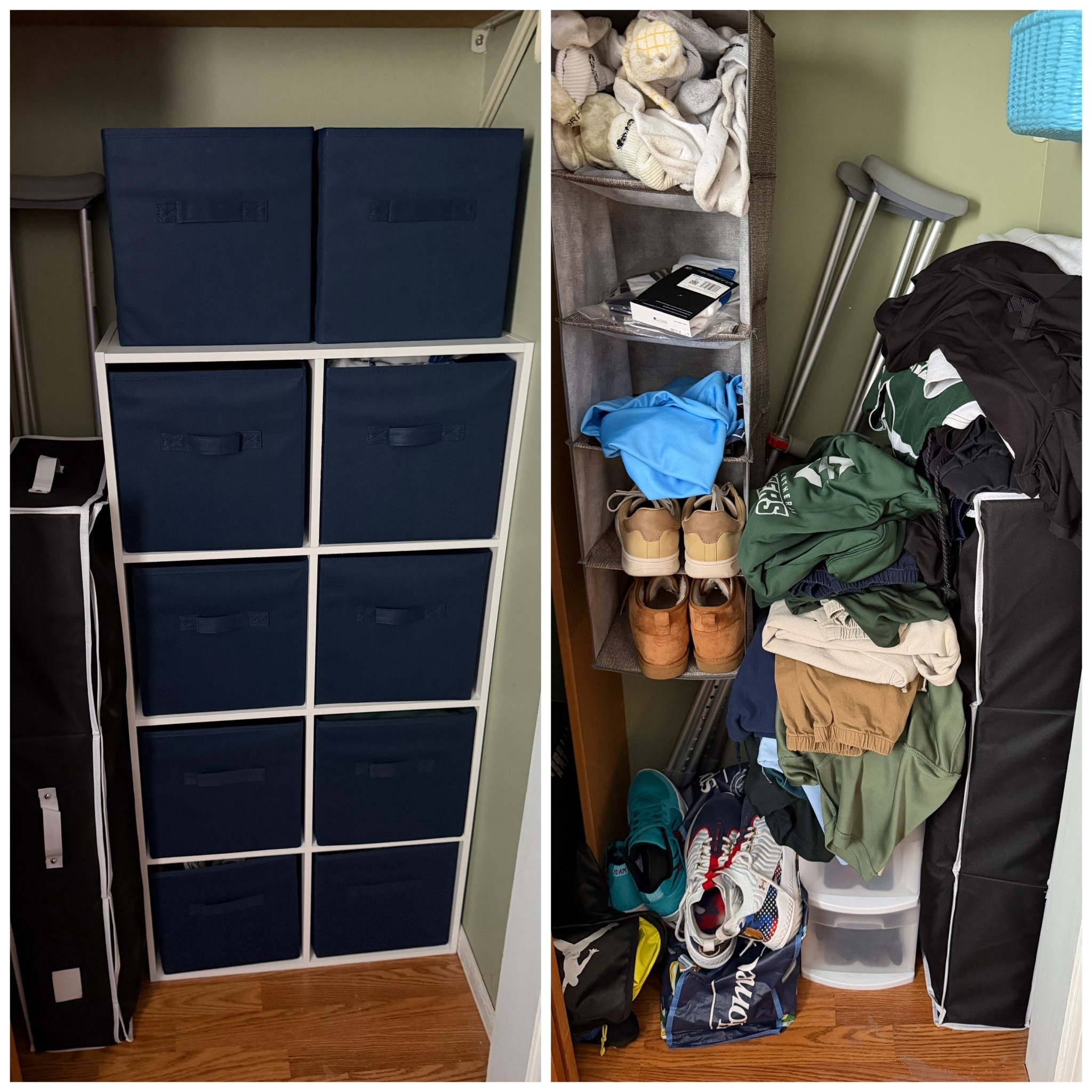 I’m embarrassed to even show how messy I let Wyatt’s closet get 🙊 this Walmart cube organizer to the rescue!! 

#LTKHome #LTKmomlife