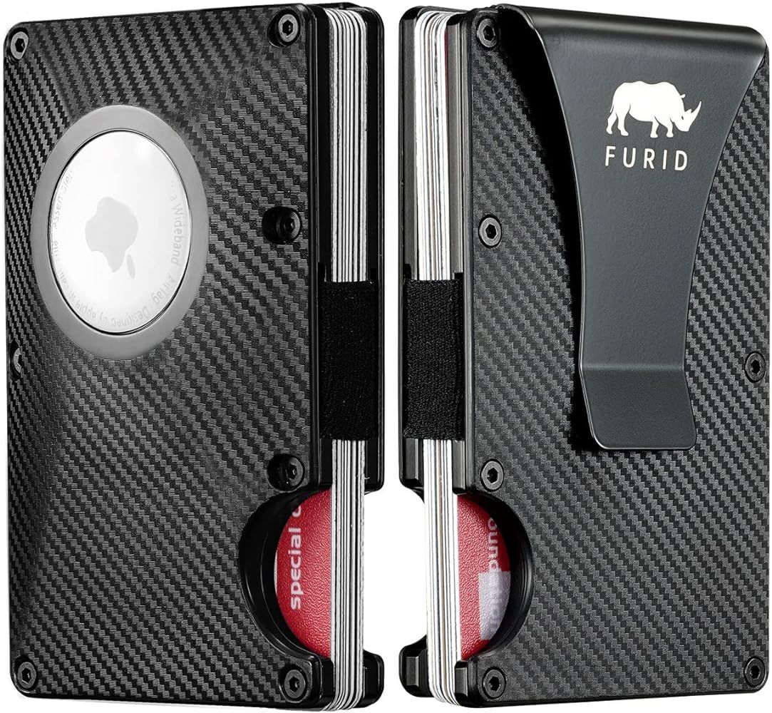 furid Airtag Wallet (No Airtag), Carbon Fiber Wallet with Airtag Holder, Minimalist Slim Card Hol... | Amazon (US)