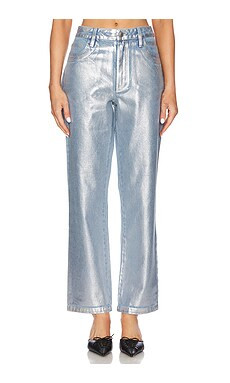 Show Me Your Mumu Icon Straight in Silver Coated Denim from Revolve.com | Revolve Clothing (Global)