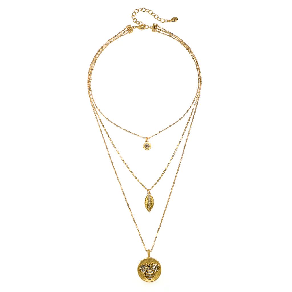 Bee Positive 3-Strand Talisman Necklace | Sequin
