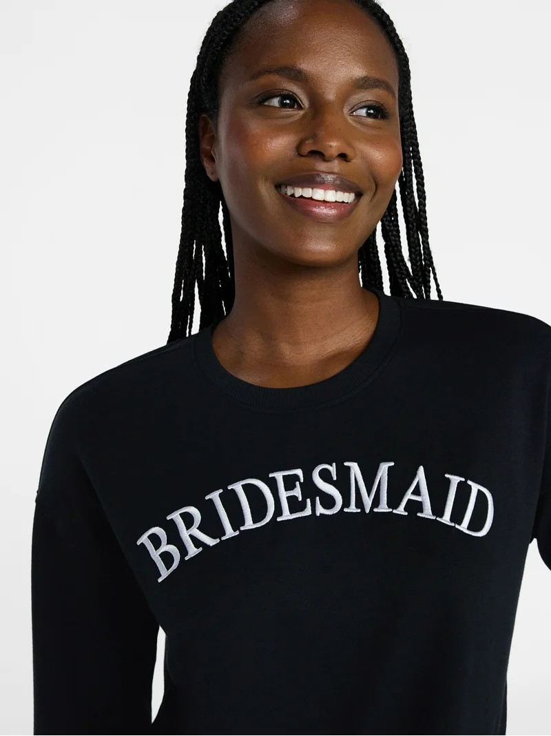 Joyspun Women's Bridal French Terry Knit Long Sleeve Top and Shorts Pajamas Set, Sizes XS-3X | Walmart (US)