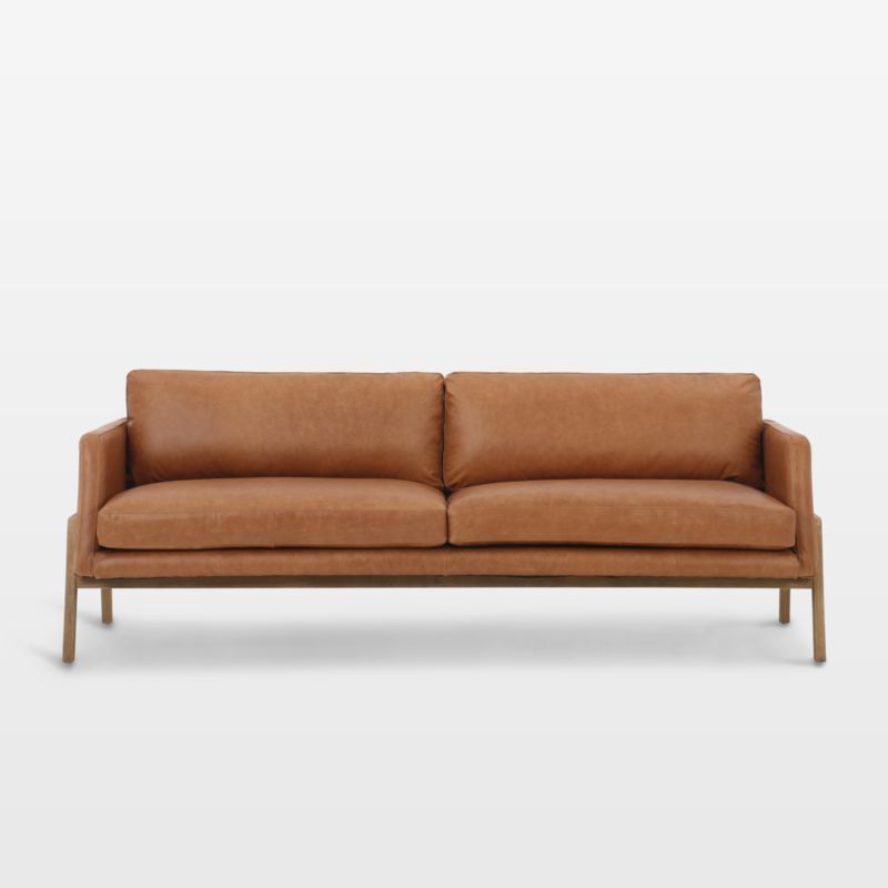 Amoria Sonoma Butterscotch Leather Sofa with Wood Frame | Crate & Barrel | Crate & Barrel