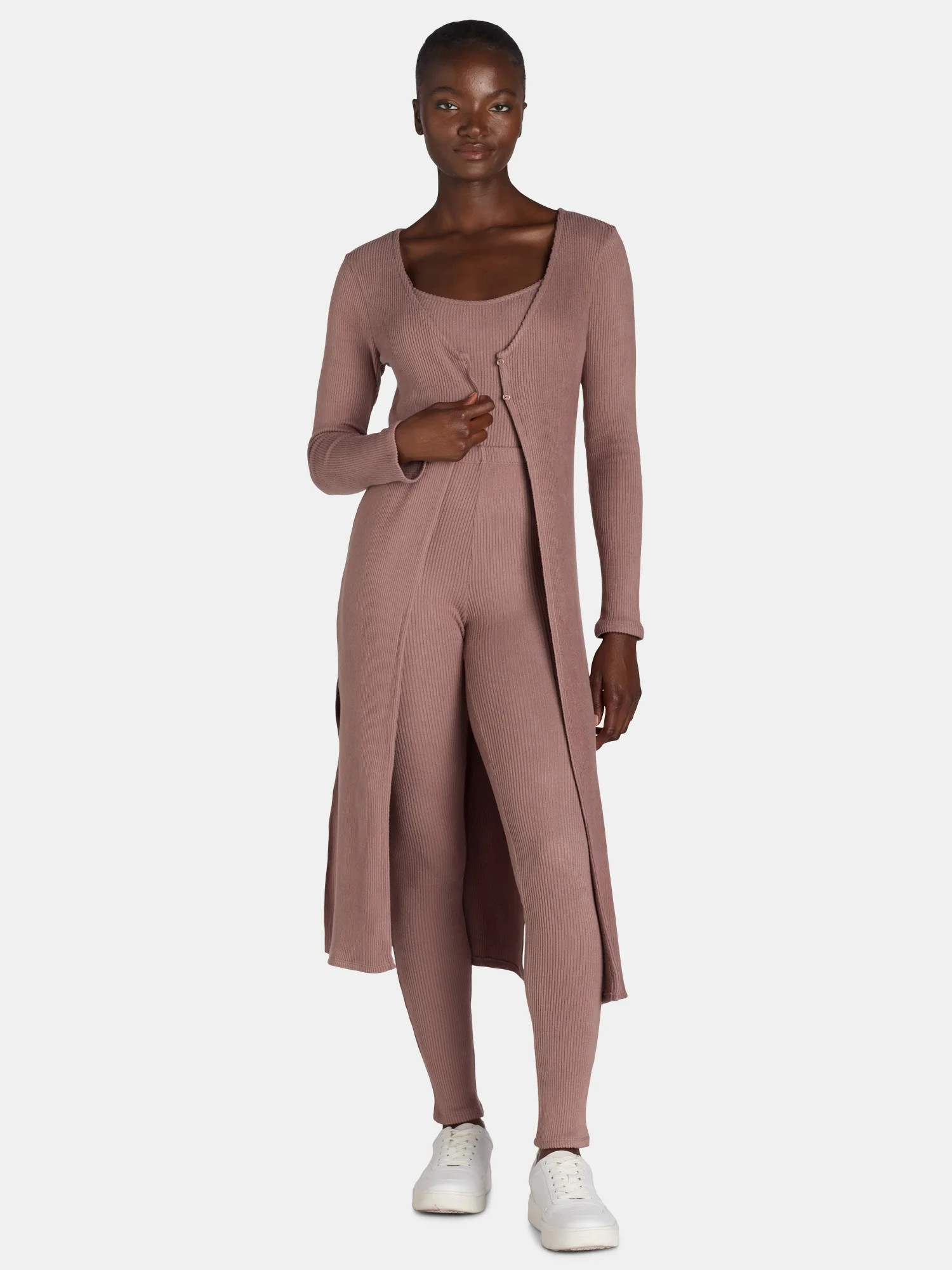 No Boundaries Duster Cardigan, Cami, and Leggings Set, 3-Piece, Women's | Walmart (US)