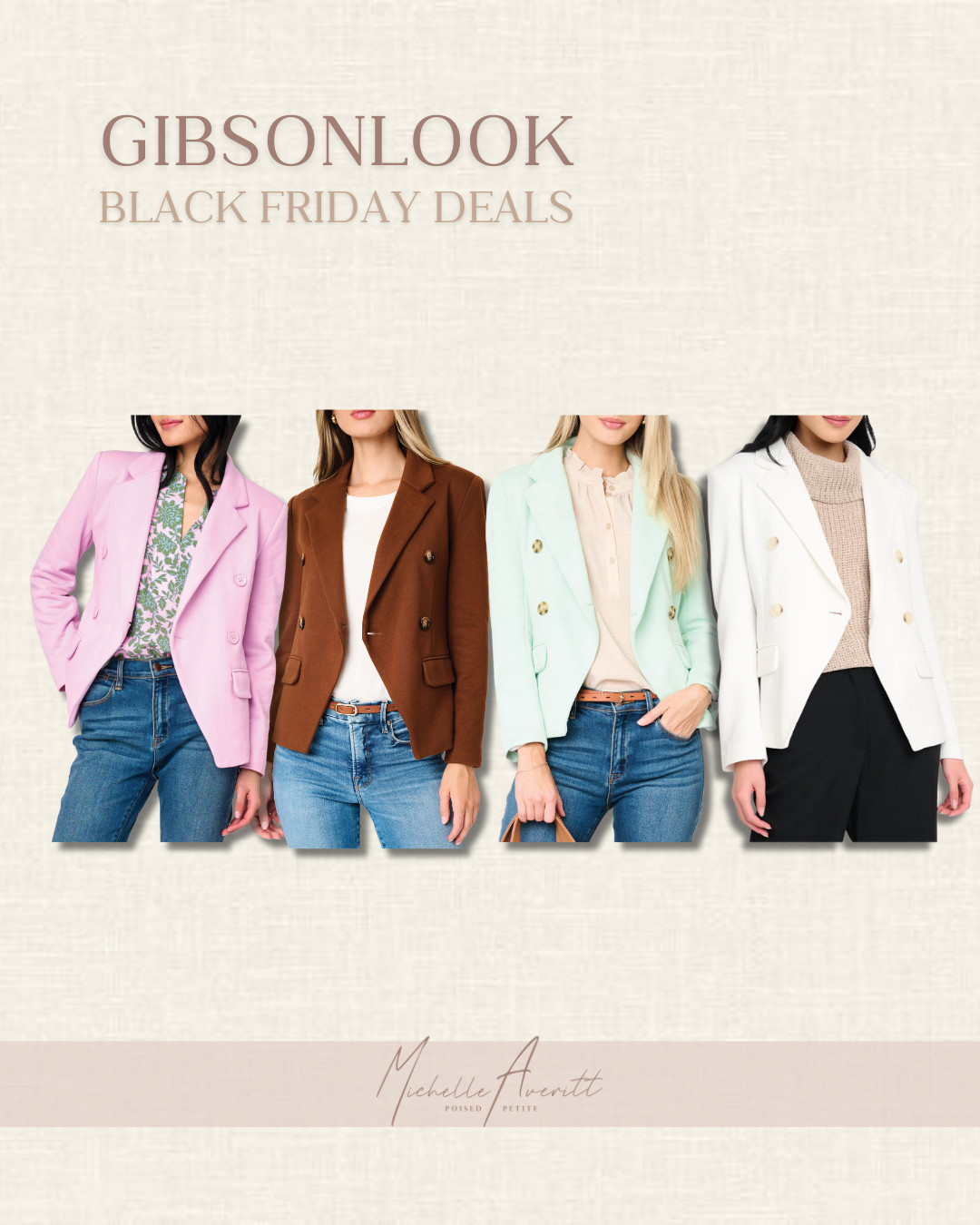  

Black Friday starts TODAY for Gibson Look! Enjoy 50% off these must have blazers.

petite fashion, petite style, Black Friday deals, early Black Friday, holiday sales 

 #LTKCyberWeek #LTKOver40 #LTKSaleAlert

 