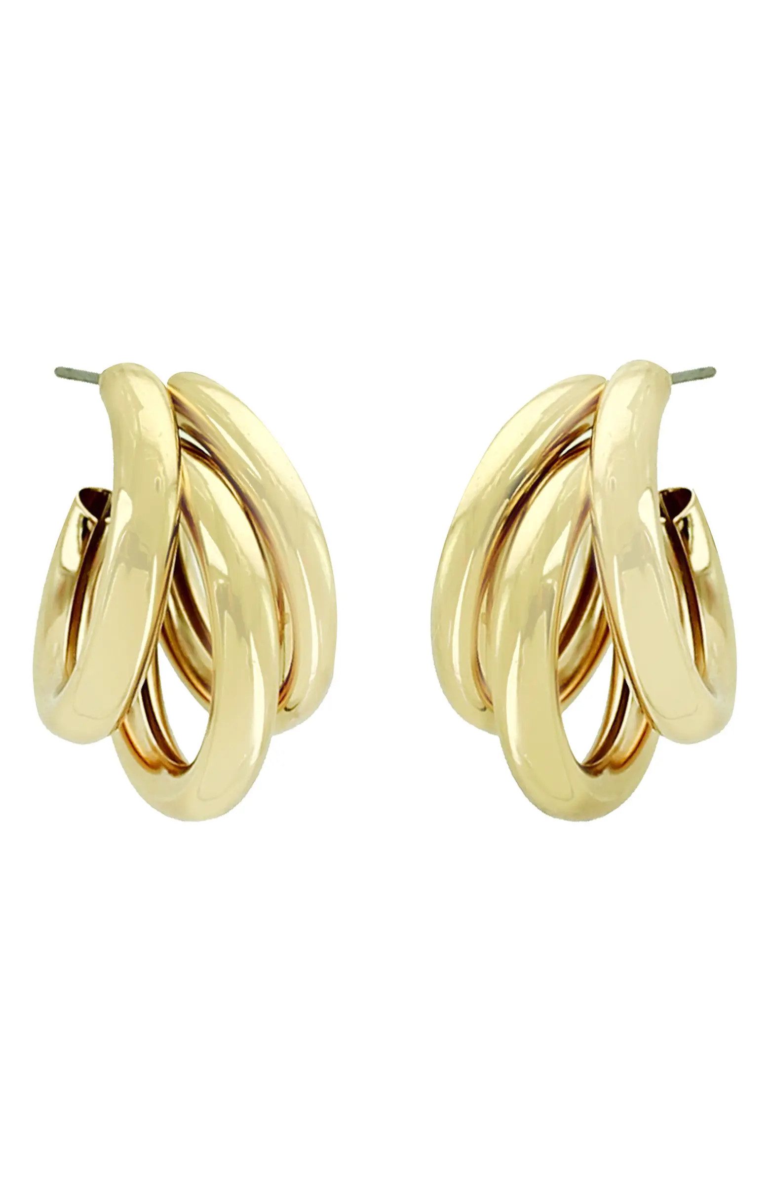 Panacea 14K Yellow Gold Plated Triple Row Hoop Earrings | Nordstromrack | Nordstrom Rack