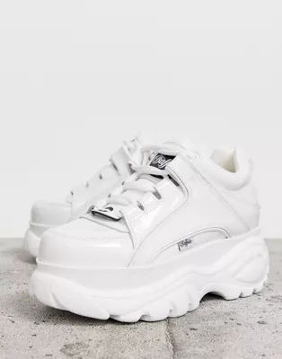 Buffalo London classic lowtop trainers in white patent | ASOS (Global)