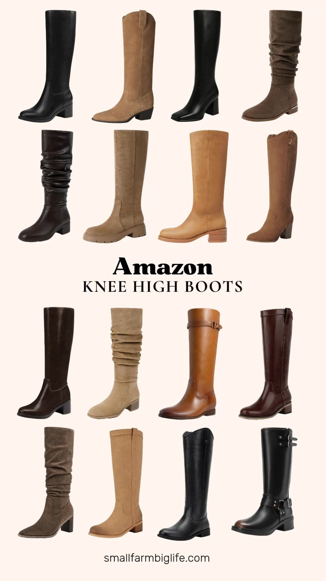 Knee high boots are the easiest way to finish a fall outfit, and this lineup has a chunky heel option for every style. The slouchy camel and chocolate brown suede boots bring a relaxed, trendy silhouette, while the tan suede platform boots and the taupe ruched slouchy boots both add a softer, more casual look with a comfortable low heel.

For an everyday work option, the black and chocolate brown round toe boots with a side zipper and cushioned insole are easy to wear all day, and the camel suede DREAM PAIRS boots bring a retro western feel with a pointed toe. If you prefer a square toe, the black chunky heel gogo boots and the taupe square toe boots both add a fashion forward edge to a simple outfit.

Riding boot styles round out the collection nicely too. The camel and red brown block heel riding boots and the cognac flat riding boots are versatile, comfortable options for daily wear, and the banana wide calf boots offer a fun, unexpected color for the season. For something with more edge, the black and brown DREAM PAIRS moto boots bring an adjustable buckle detail for a biker inspired look.

#amazonfashion #kneehighboots #fallboots #falloutfits #amazonfinds 

 #LTKootd #LTKOver40 #LTKWorkwear