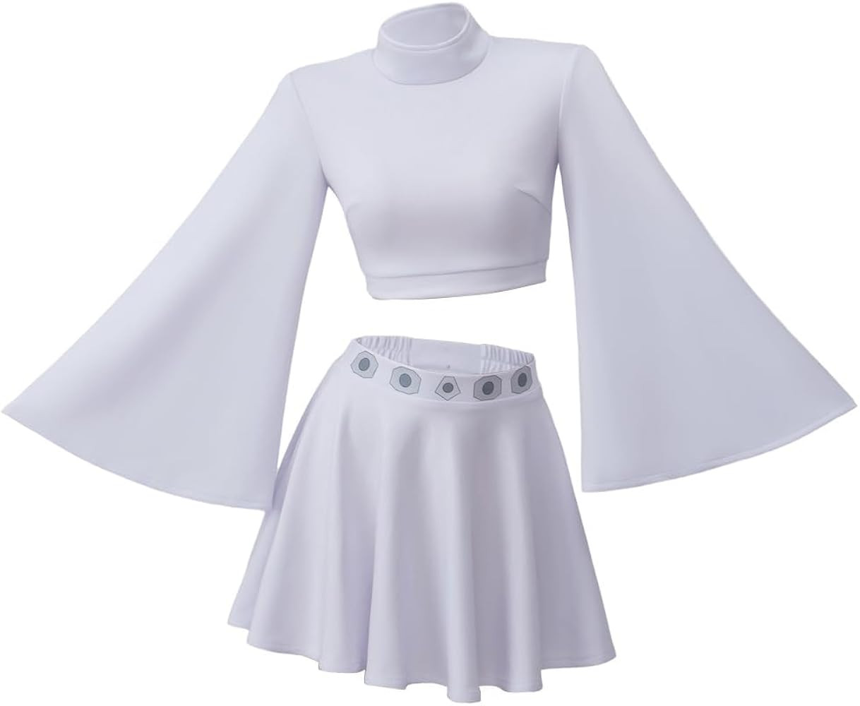 VintageCos Princess Leia Cosplay Costume White Suit Crop Top Skirt Outfits Halloween Suit for Wom... | Amazon (US)