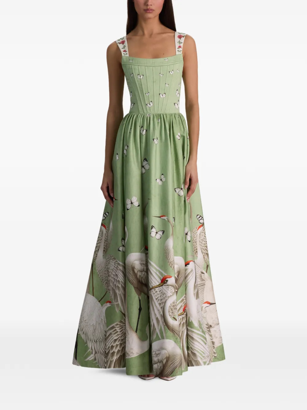 Alice + Olivia Guinevere butterfly-print Maxi Dress | Green | FARFETCH IE | Farfetch Global