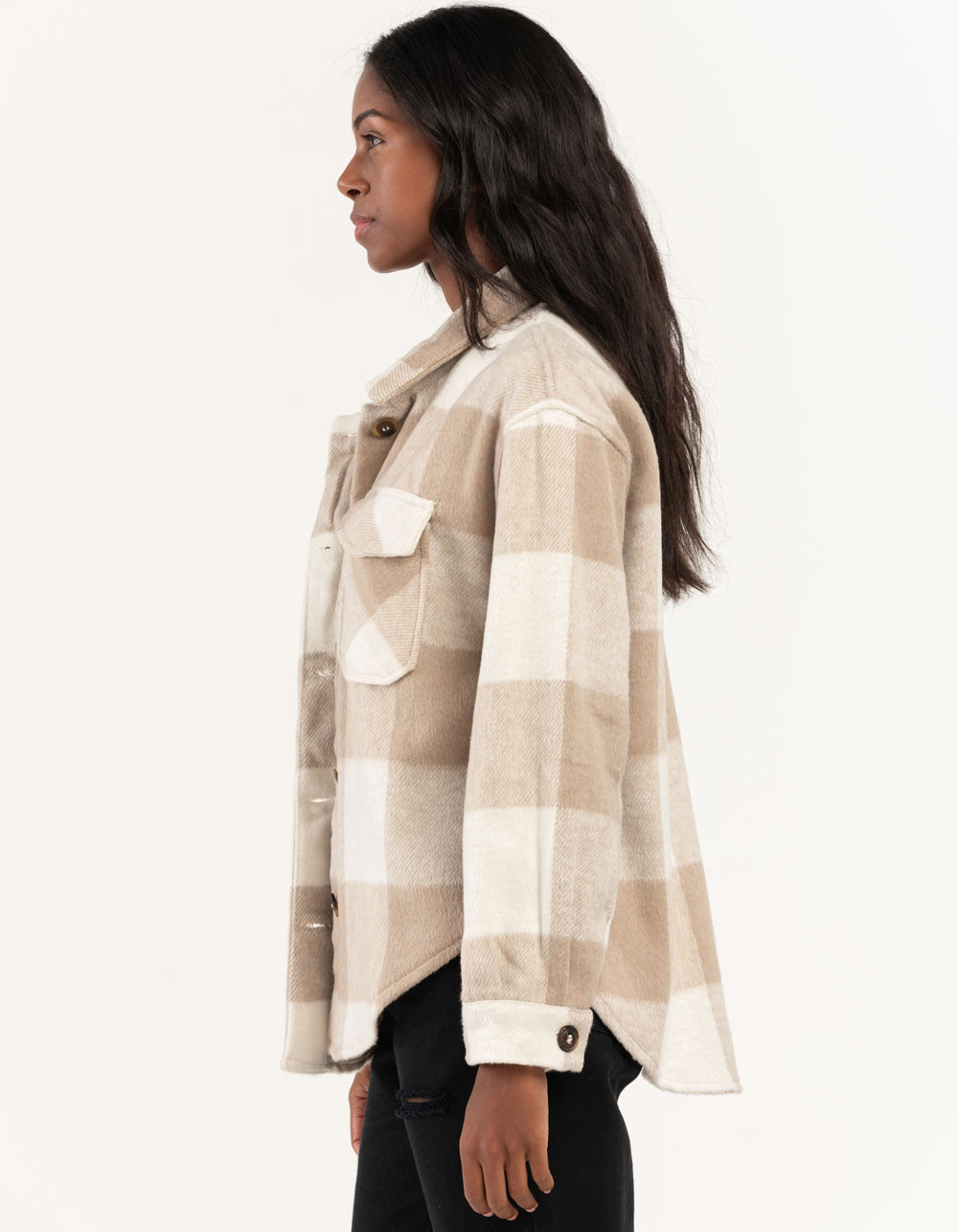 LOVE TREE Buffalo Plaid Womens Shacket | Tillys