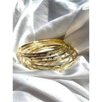 Hammered Bangles, Assorted Bangles, Gold Filled Bamboo Bangles, Gold Bangle Bracelet For Women, Brid | Etsy (US)