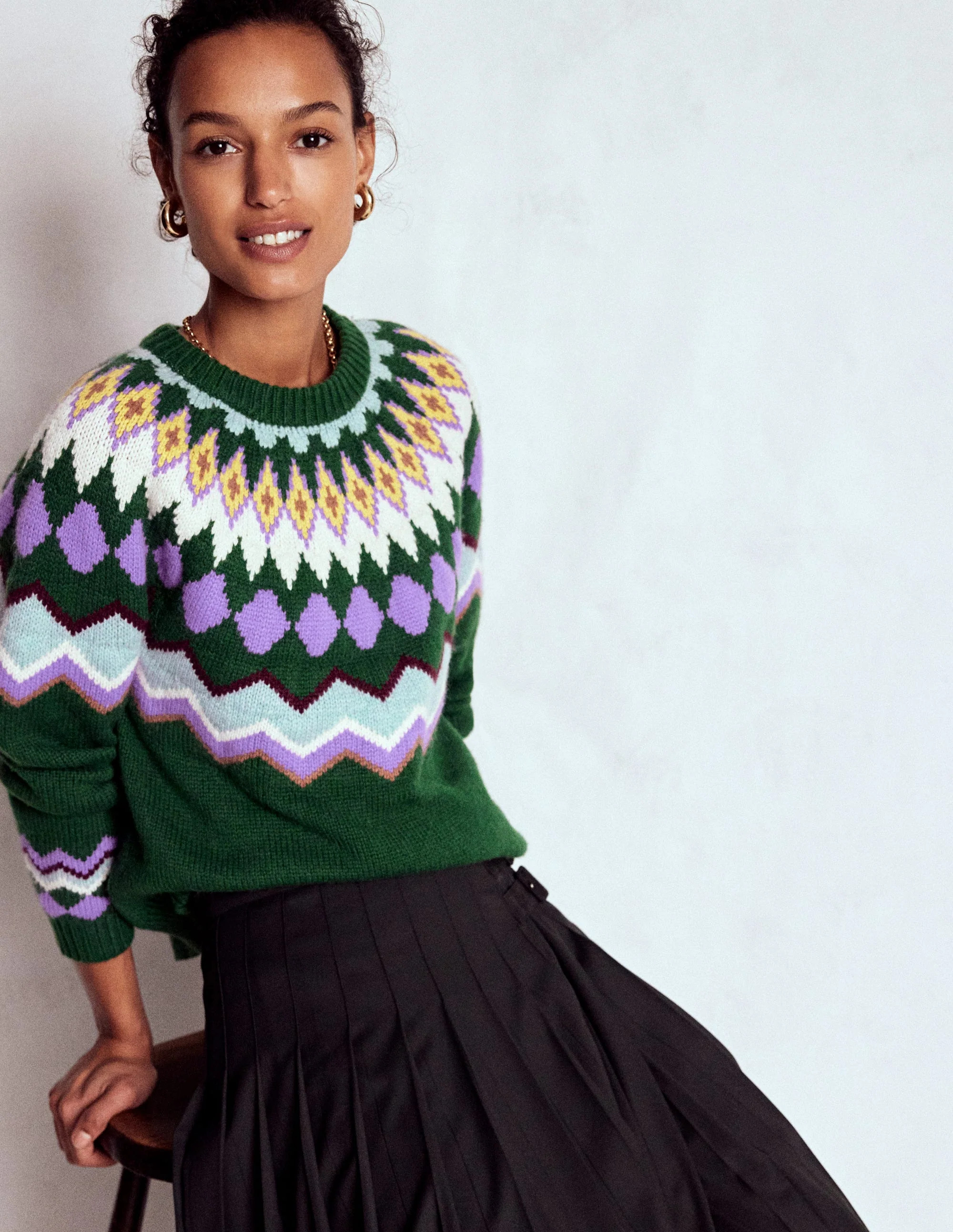 Eleanor Fair Isle Sweater-Promenade Green Melange | Boden (US)