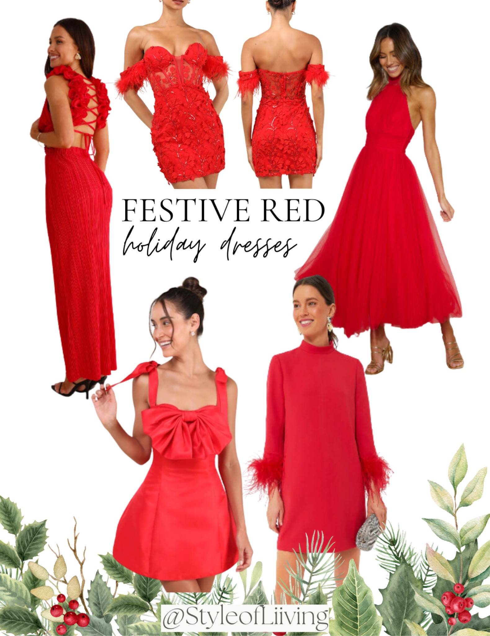 Festive red holiday party dresses! Mini dresses, long maxi dresses, formal outfits. Winter holiday Christmas red. 

#LTKParties #LTKHoliday #LTKStyleTip