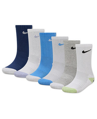 Boys' and Girls' 4-7 Smiley Dri-Fit Crew Socks, 6-Pack | Macy's